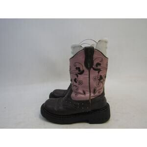 Roper Brand Toddler Size 9 D Pink Brown Light Up Western Cowboy Boots